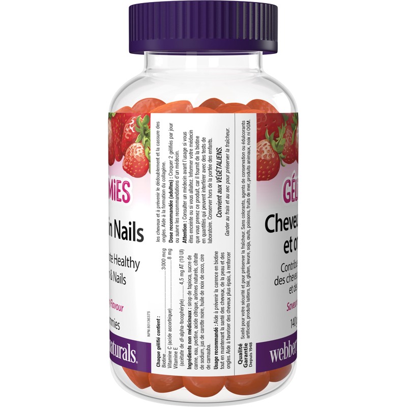 Webber Naturals Hair Skin Nails Gummy, 140 Gummies, Supports Healthy