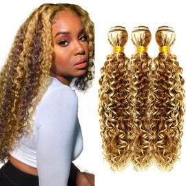 Highlight Bundles Blonde Kinky Curly Human Hair Bundles #30 Human Hair Bundles 20 22 24 Inch 3 Bundles Color #30 Kinky Curly Bundles Human Hair 613 Blonde Bundles Hair Weave
