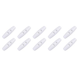 QUARKZMAN 38 x 10 mm Toggle Buttons x 10 Pieces Plastic Adjustable Closure for Raincoat, Coat and Backpack, [White]