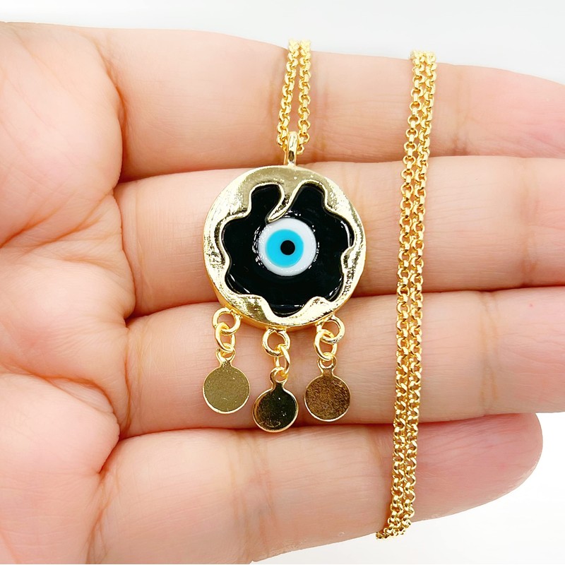 LESLIE BOULES Collar con colgante de oro de ojo malvado