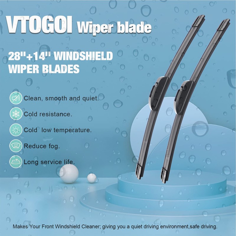 VTOGOI OEM Quality 28''+14'' Premium All-Season Auto Windshield Natural Rubber