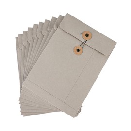 10 Pcs Vintage Kraft Paper File Folder Thickened A5 Filing Envelope Project Photo Pockets Reusable Document Wallet Bag with String Tie Closure for Office Home