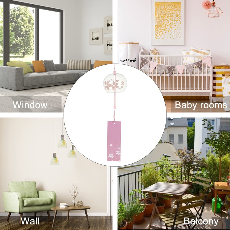 Vosarea Japanese Wind Chime Glass Wind Chimes Hanging for Balcony