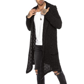 Redbridge Cardigan with Hood - Long Cardigan in Chunky Knit Design - Casual Hooded Jacket for Leisure and Everyday Use, black
