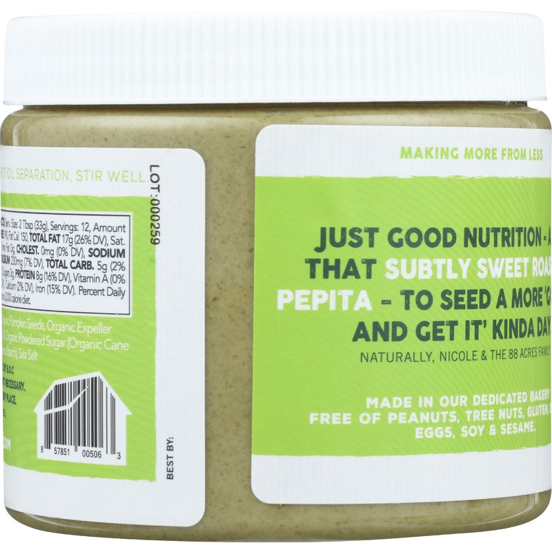 88 Acres, Pumpkin Seed Butter Jar, 14 Ounce