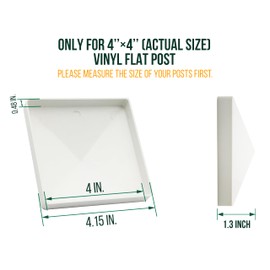 GKOLED 12-Pack 4" x 4" Pyramid White PVC Vinyl Post Top Caps (Only for Vinyl Post with Actual Size of 4" x 4", Not for Wood Posts), Suitable for Fences, lamp, Deck, Mailbox Posts