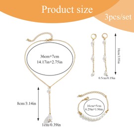 LIUYIDM Pearl Necklace Women's Set Sweet Water Pearl Necklace Double Layer Pearl Necklace with Pearl Pendant Pearl Earrings, Suitable for Wedding Birthday Party Gifts, Iron chain/imitation beads/alloy