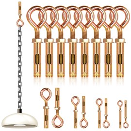 Wokape 8Pcs Closed Hook Bolts Wall Concrete Brick Expansion Screws Zinc-Plated Metal Anchor Bolt Hooks Hex Bolt Sleeve Eye Pull Screw Swing Hooks (M12)