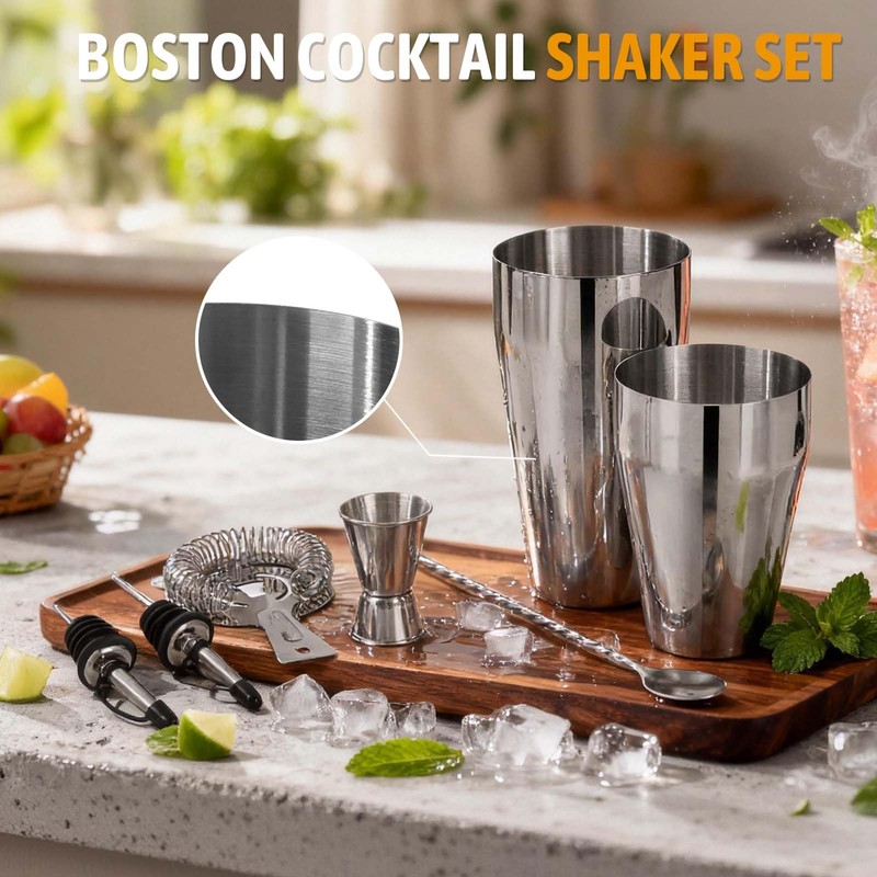 Mwellewm Cocktail Shaker Set, Boston Shakers Bartending Professional Bartender Kit