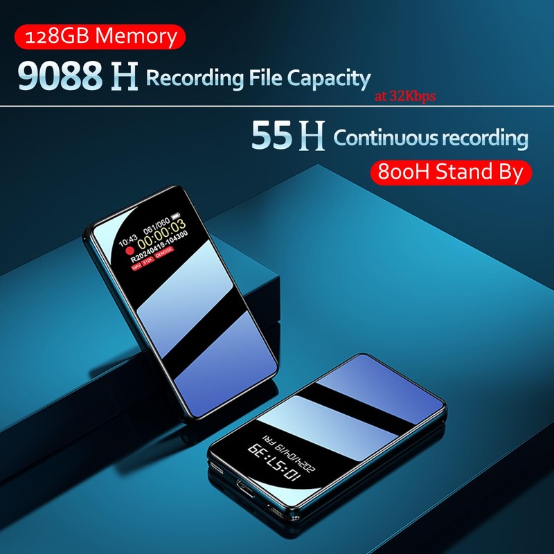 128GB Voice Activated Recorder with AI-Intelligent Triple Noise Reduction 9088