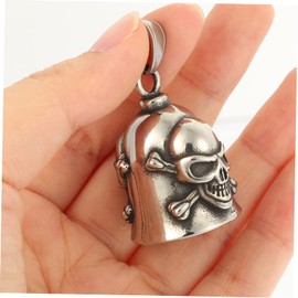 NUOBESTY 3pcs Vintage Skull Bell Pendant Necklace for Men Retro Decorative Charm for Motorcycle Enthusiasts Unique Jewelry Accessory Color Skull Design