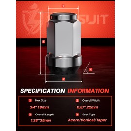 Sposuit M12x1.5 Lug Nuts - Replacement for 2001-2006/2014-2016 Acura MDX, 2006-2024 RDX, 1999-2008 TL, 2014-2020 TLX - Closed End Chrome Lug Nut(20 Pcs)