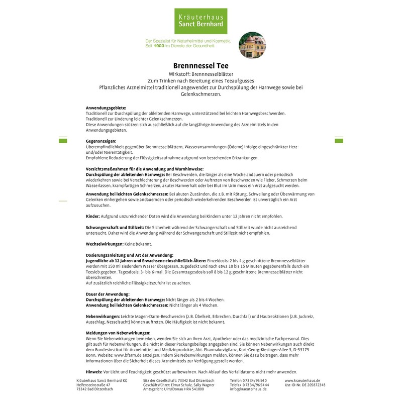 Sanct Bernhard Nettle Tea 4 x 100 g