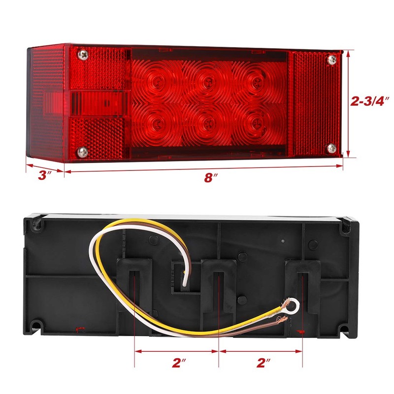 CZC AUTO 12V LED Low Profile Submersible Rectangular Trailer Light