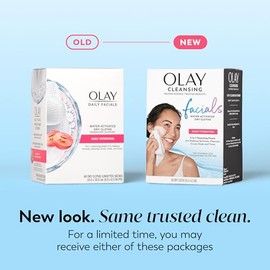 Olay Daily Clean 4-in-1 Water Activated Cleansing Cloths, 66 count