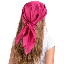 COMNICO Headscarf Satin Hair Scarf for Women Neckerchiefs Square Like Silk Bandana Hair Wrap Scarf for Sleeping (27.5 Inches), pink