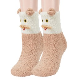 Benefeet Sox Womens Girls Fuzzy Socks Cute Fuzzy Cat Socks Kawaii Cozy Soft Socks Funny Silly Cartoon Comfy Fluffy Slipper Socks Thick Plush Sleeping Socks Winter Warm Indoor Home Socks, Coffee Cat
