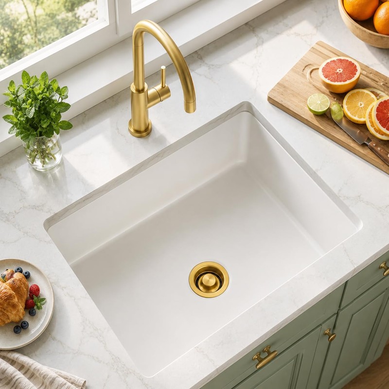 Brushed Gold Garbage Disposal Flange and Sink Stopper, 304 Stainless