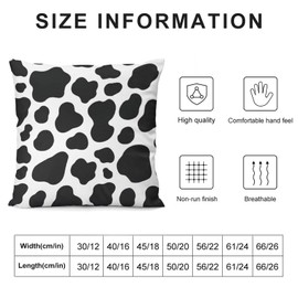 Animal Cow Print White Black Spot Decorative Throw Pillow Covers 18x18 Inch Farmhouse Cushion Cover Plush Pillow Case for Couch Sofa Bed Outdoor Home Decor