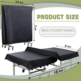 Golkcurx Ping Pong Table Cover,Table Tennis Cover Waterproof Sunproof Indoor & Outdoor Fits Universal 9x5 FT Tables (Black) (R01)