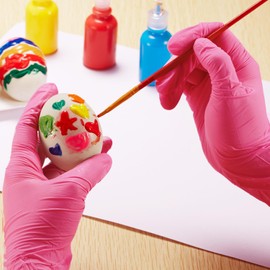 Kids Gloves Disposable, Nitrile Glove for Childen, Latex Free Gloves, Powder Free - for Crafting, Painting, Cleaning- 100 PCS (S-Rose red)