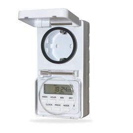 NOVKIT Digital Timer Socket for Outdoor Use with 8 Programmes Accurate to Seconds and Burglar-proof Random Switching (230 V / 16 A / 3680 W)