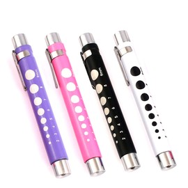 AAProTools Pen Light,Nurse Penlight Reusable White Led Pen Light with Pupil Gauge Measurements for Doctor Stethoscope Healthcare Nursing School Students (Pack of 4)