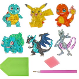 GOACRS Diamond Painting Children's Keyring Pendants, Pack of 6 Double-Sided 5D Diamond Painting Keychain, Small DIY Diamond Painting Key Ring, Mosaic Crafts for Boys Girls Gifts