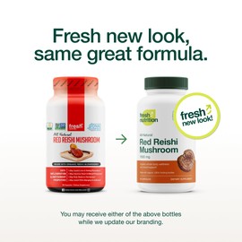 Fresh Nutrition Organic Reishi Mushroom Capsules - Rich in Alpha Glucan - Ganoderma Lucidum & Ganoderma Applanatim - Third Party Tested - 90 Capsules/Pills