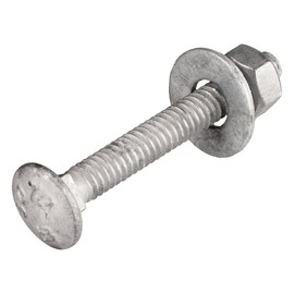 5/16" x 2" (50 Pack) Galvanized Carriage Bolt Kit Grade 307A Includes 5/16" USS Flat Washers (50 pcs) and 5/16"-18 Hex Nuts (50 pcs), Hot Dip Galvanized for Exterior Use by Makers Bolt