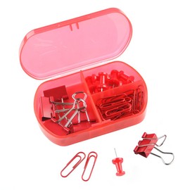 eBuyGB 3-In-1 Mini Stationary Box, Transparent Red