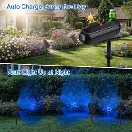 T-SUN Blue Solar Spotlights Outdoor Waterproof, Outsides Solar Landscape Spotlights, Auto ON/OFF IP65 Waterproof Solar Uplights for Trees, Yard, Garden, Pond, Pathway, Patio(Blue - 8 Pack)