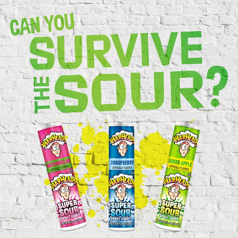 WARHEADS - Super Sour Candy Spray - Blue Raspberry, Green