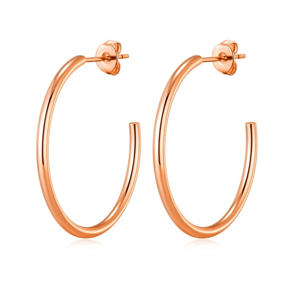 Philip Jones Rose Gold Plated Round Hoop Earrings