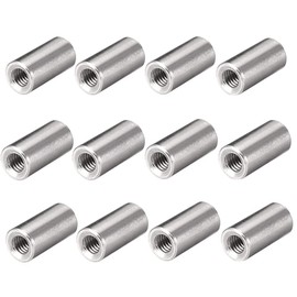 M4 304 Stainless Steel Threaded Sleeve Rod Bar Stud Round Coupling Connector Tube Nuts Silver Tone 20pcs(6 * 10mm/0.24 * 0.39in)