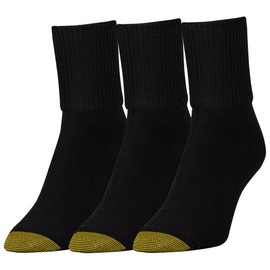 GOLDTOE Women's Anklet Socks, 3-Pairs, Black, Large