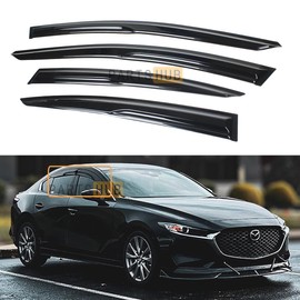 Fits for 2019-2025 Mazda 3 Sedan JDM Mugen Style Window Visors Rain Guards Deflectors / 2020 2021 2022 2023 2024