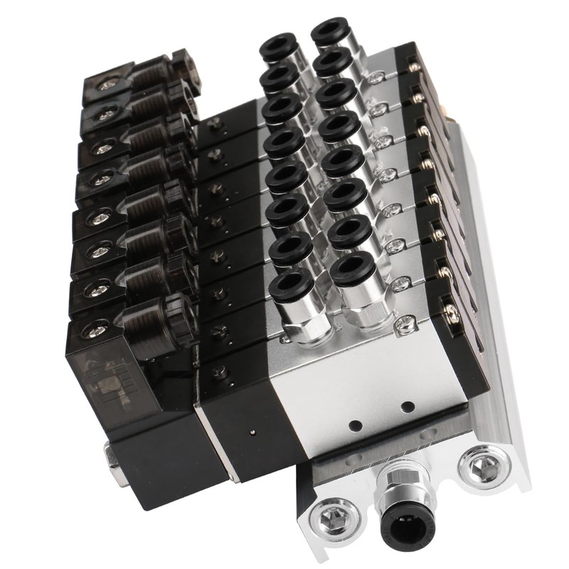 Baomain 8 Space Pneumatic Solenoid Valve Set PT1/8'' 4V110-06 24VDC