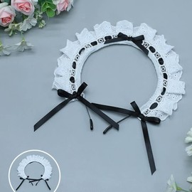 Maid Headband Lolita Lace Women's Headband Frill Hair Band Gothic Lolita Long Ribbon Bowknot Cosplay Hair Accessory Cute Cute Maid Cafe Stylish
