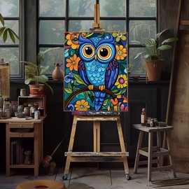 Natuyalo Paint by Numbers for Adults Beginner, Owl Acrylic Painting by Number Kits Animal DIY Art Craft Kits Suitable for Home Wall Decoration Frameless (16x20 Inch)