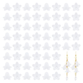 UNICRAFTALE Pack of 200 Acrylic Flower Beads, Matte Floral Spacers, Loose Beads, White Flower, 5 Petals, Spacer Beads for Making Earrings, Beads for Jewellery Making