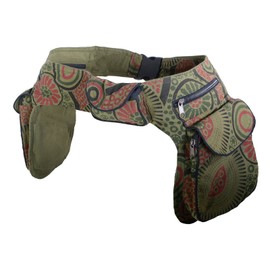 Kunst und Magie Double Bum Bag Side Bag Belt Bag Festival Bag Hippie Goa - Green -