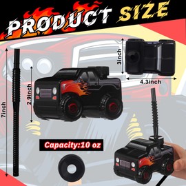 Tanlade 12 Sets Race Car Birthday Party Favor Supplies Monster Truck Off Road Vehicle Cups with Straws, Plastic Off Road Vehicle Drink Cup Reusable Truck Cups Bulk for Racing off Road Party Supplies