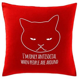 Hippowarehouse I'm only antisocial when people are around Printed bedroom accessory cushion cover case 41x41cm