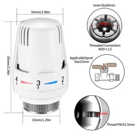 Thermostatic Radiator Head, 3 Pcs TRV M30x1.5 Smart Radiator Thermostat Radiator Valve Replacement Head, Thermostatic Radiator Valve Heating System Temperature Control Heads for Home Office (3)
