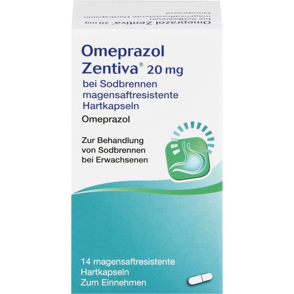 Omeprazol Zentiva 20 mg bei Sodbrennen magensaftresistente Hartkapseln, 14 St. Kapseln