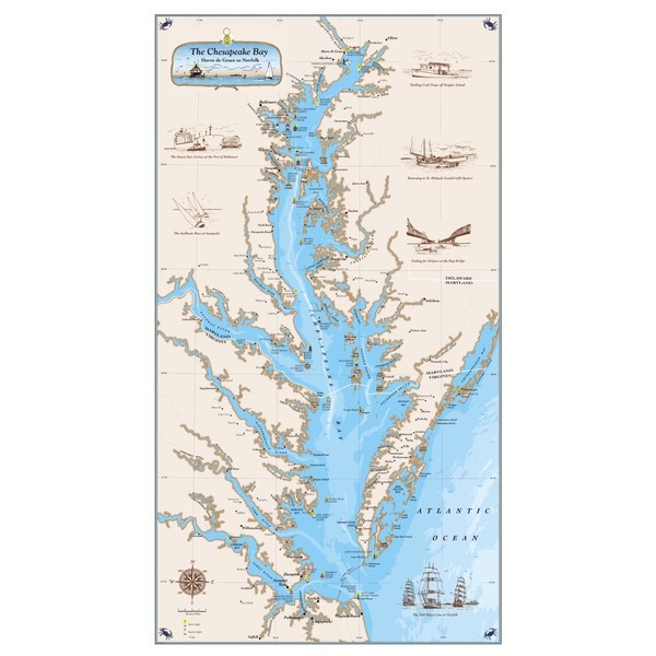 The Original Chesapeake Bay Map - Explore the Bay with a map from Harve De Grace to Norfolk (Paper)