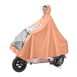Electric Motorcycle Rain Cape Extended Full Body with Helmet Rainstorm Proof for Mobility Scooter Bicycle Cycling Orange XXXL