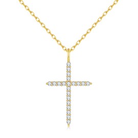 Heracantha Gold Cross Necklace with Pave Setting - Elegant Gold Plated Cross Pendant Featuring Cubic Zirconia Stones - Gold Cross Necklaces for Women - Stylish Jewelry Gift