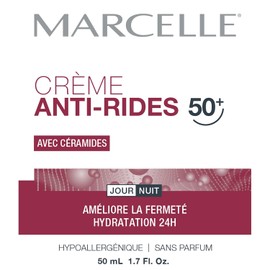 Crema antiarrugas Marcelle 50+, día y noche, crema antienvejecimiento